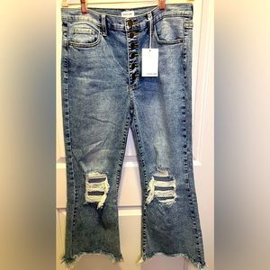 High rise distressed cropped pants from lulus- BRAND NEW W/Tags